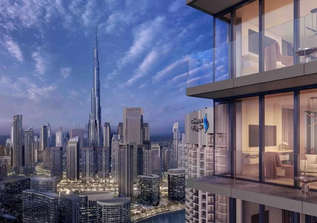 Luxury apartment terrace in Dubai Marina overlooking waterfront and high-rise buildings, ideal for property investment in Dubai